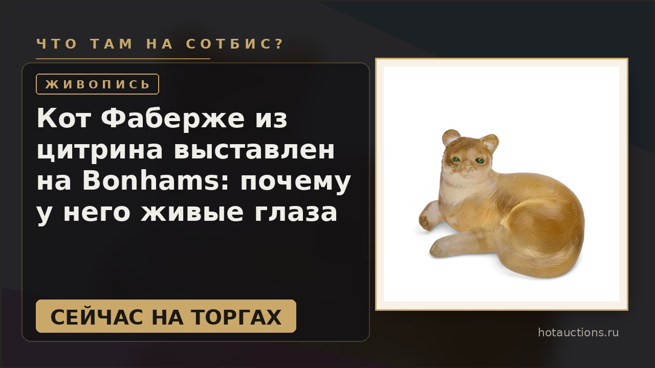 Кот Фаберже из цитрина выставлен на Bonhams: почему у него живые глаза