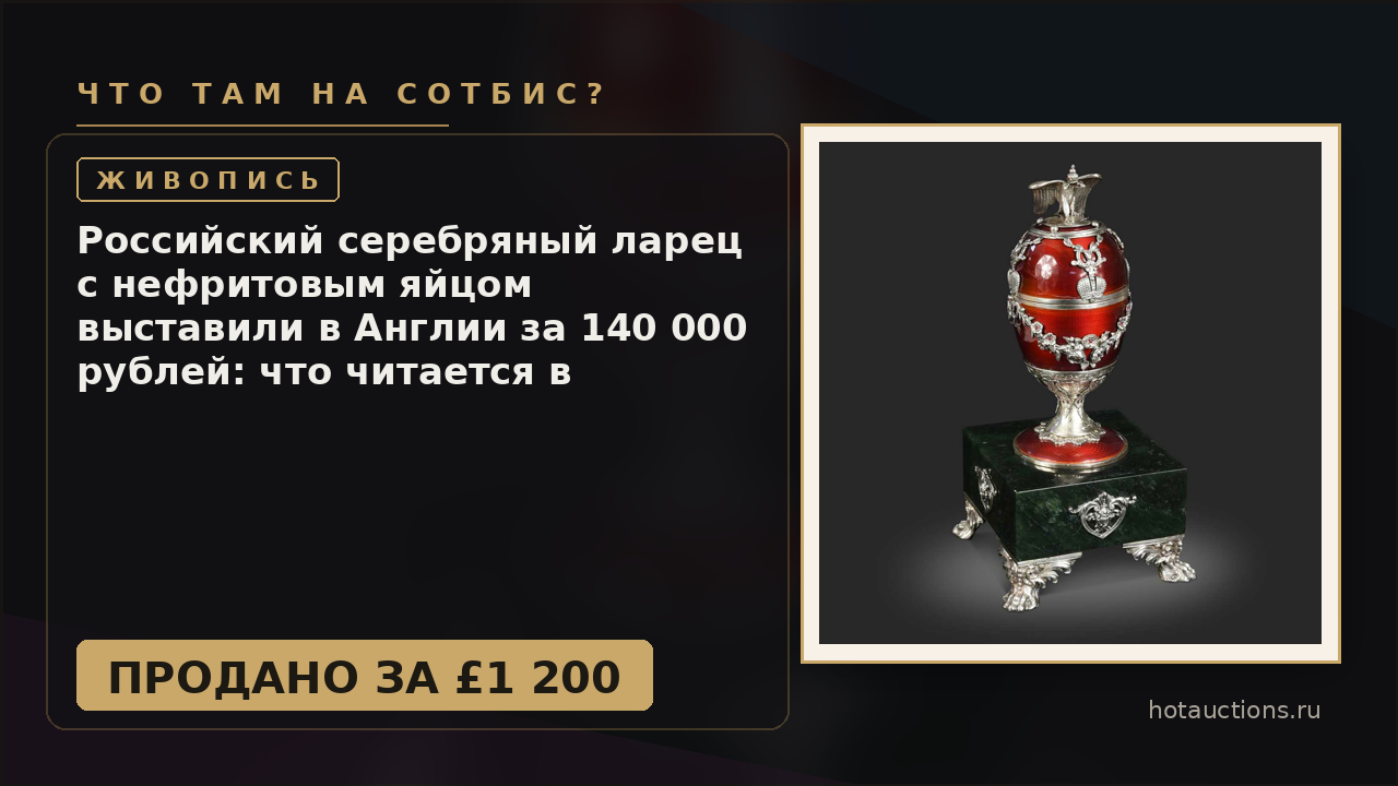Российский серебряный ларец с нефритовым яйцом выставили в Англии за 140 000 рублей: что читается в имперских клеймах