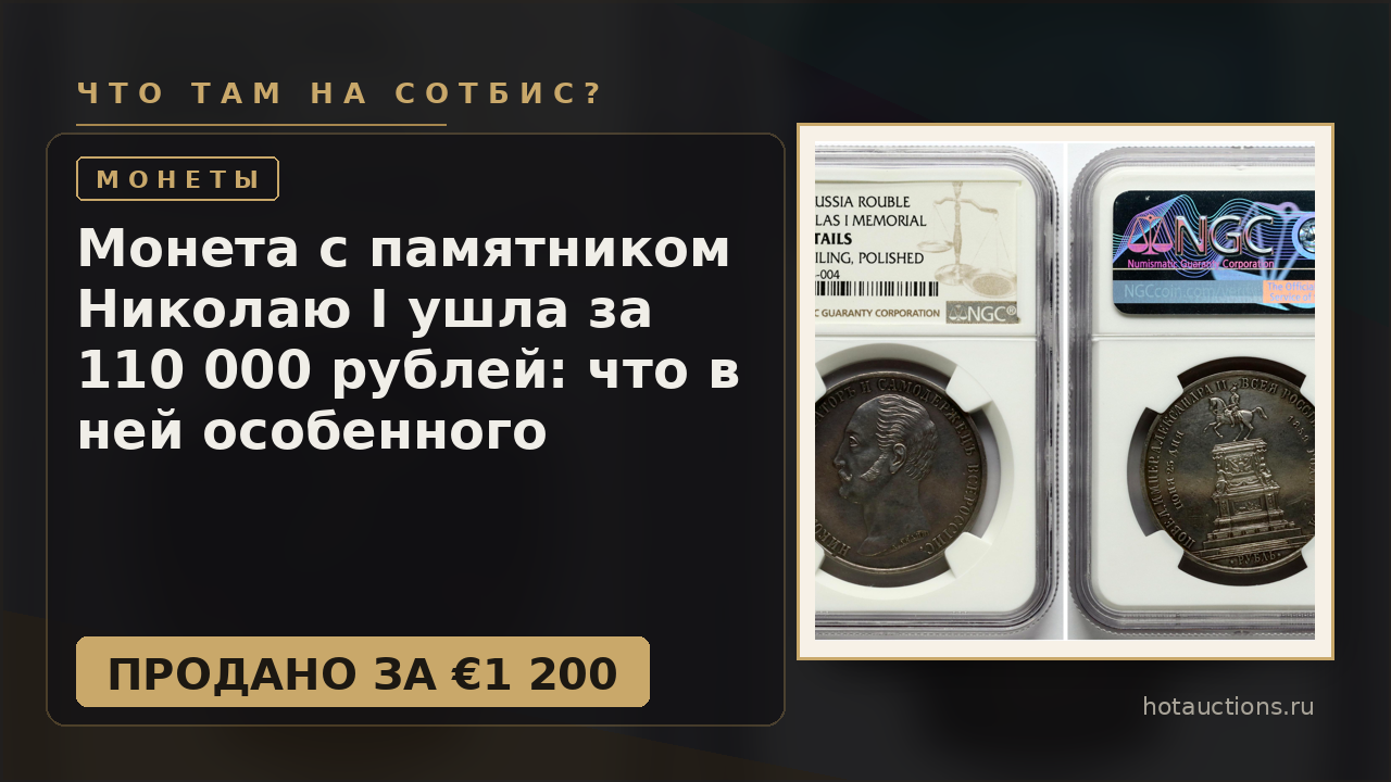 Монета с памятником Николаю I ушла за 110 000 рублей: что в ней особенного