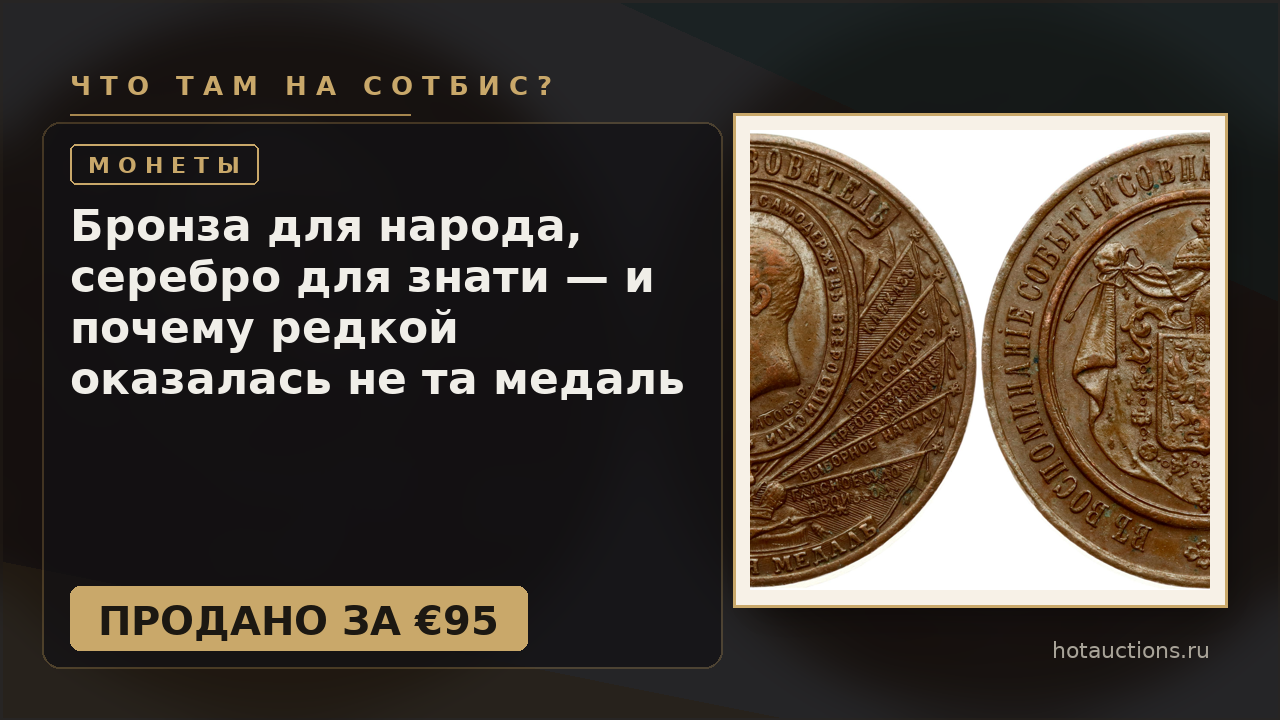 Бронза для народа, серебро для знати — и почему редкой оказалась не та медаль