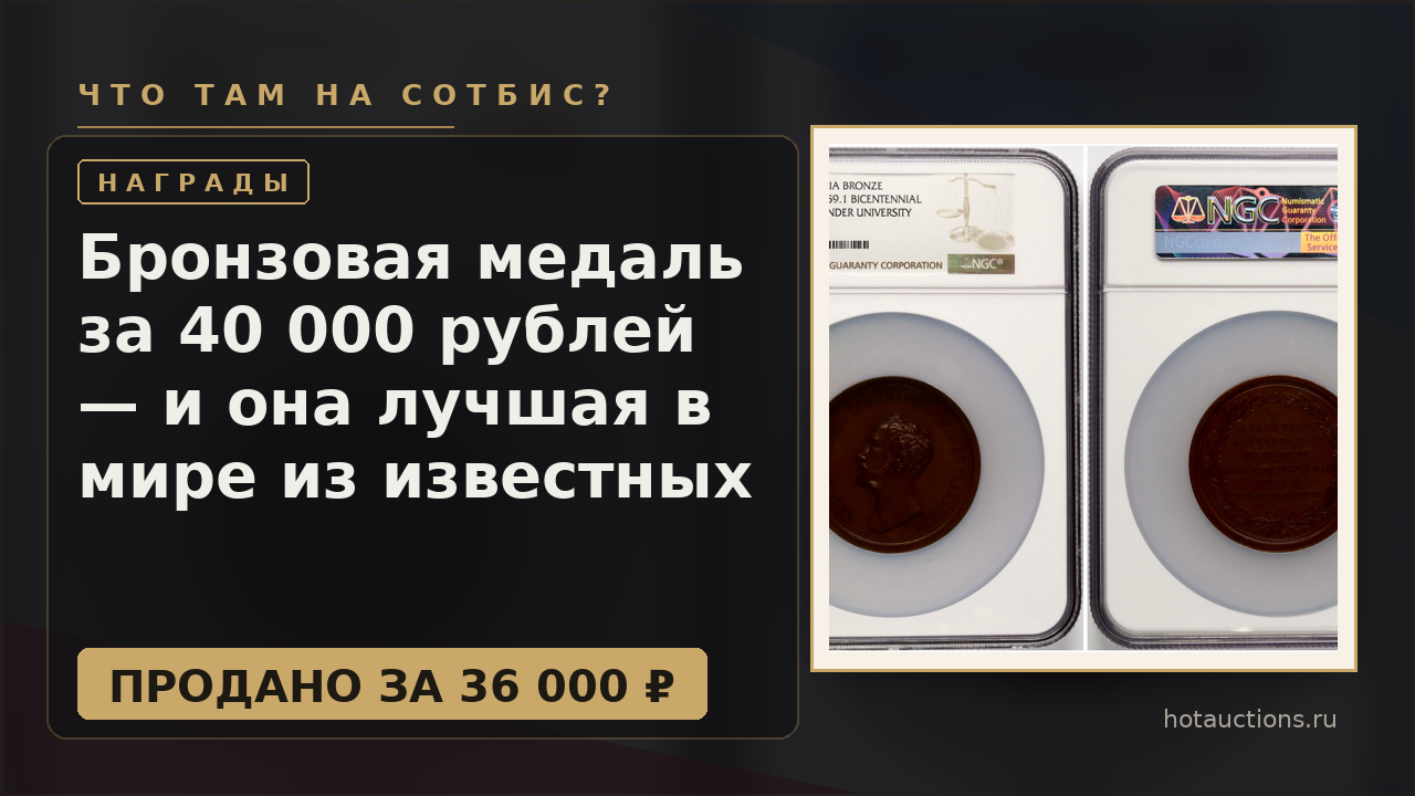 Бронзовая медаль за 40 000 рублей — и она лучшая в мире из известных